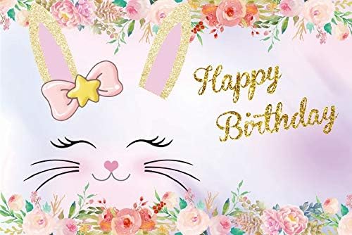 10 על 7 רגל ויניל יום הולדת שמח רקע פורח פרח צילום רקע חמוד מחייך חתול ראש יום הולדת חגיגת מסיבת רקע ילדי תינוק בנות דיוקנאות תמונה סטודיו