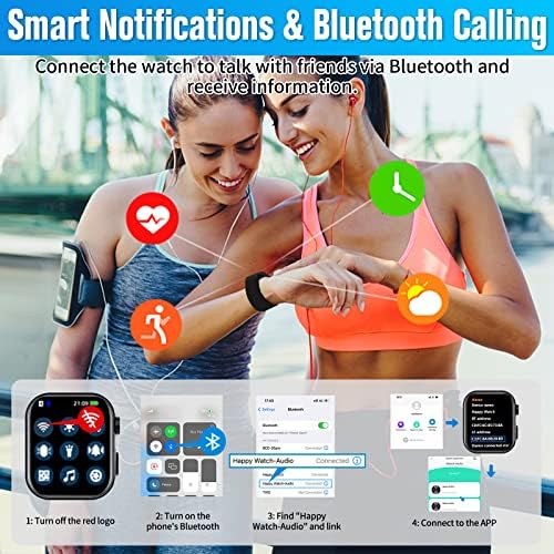 שעון חכם לטלפונים של iOS ו- Android, 1.81 '' מסך מגע מלא שעוני Bluetooth עבור נשים גברים, שעונים חכמים אטומים למים עם טקסט ותשובה שיחת