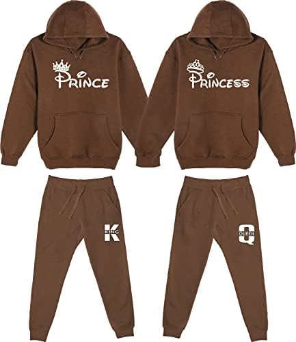 סט התאמה של פרינס ונסיכה - קפוצ'ונים קינג ומלכה - חליפות מסלול זוגות תואמות