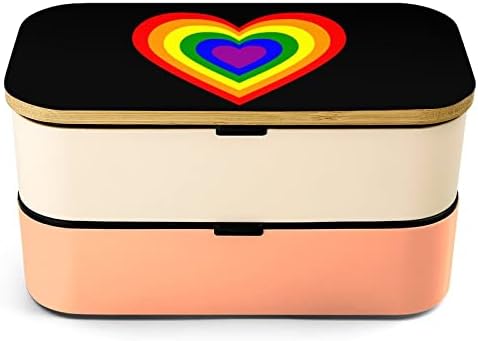 LGBTEBOW HEART BENTO BENTO BONTO קופסת דליפות דליפות בנטו קופסאות מזון עם 2 תאים לפיקניק העבודה OFFCE