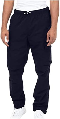 מכנסיים לגברים, אופנה לגברים מזדמנים צבע מוצק אלסטי מכנסי מטען מותניים קלים מכנסי טיולים טקטיים קלים מכנסי טרנינג ג'וג'ר