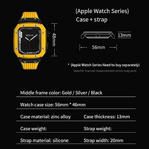 Houcy for Apple Watch Series 7 Woman Alloy Watch Case 44 ממ 42 ממ 45 ממ גומי מתכת יוקרה גומי נירוסטה אביזרי שעון לסדרה IWatch 7 6 5 4