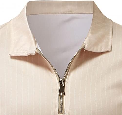 חולצות פולו XXBR לגברים, שרוול ארוך מפוספס קפיצי 1/4 חולצת צוואר רוכסן רזים רזים מתאימים צמרות מזדמנים ללבוש עבודה