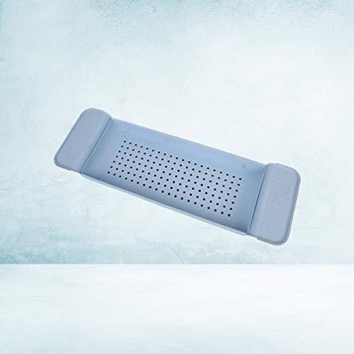 מגש אמבטיה מתכוונן מתכוונן מגש אמבטיה ניתן להרחבה אמבטיה אמבטיה קאדי מארגן מקלחת פלסטיק מגשי עם מארגן רחצה של צדדים מרחיבים כחול