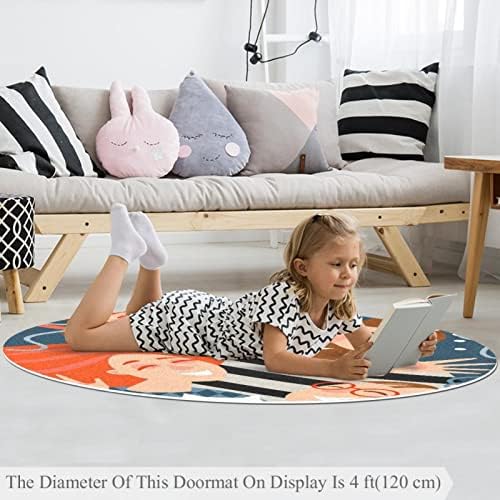 Llnsupply ילדים שטיח 4 רגל שטיחים באזור עגול גדול לבנות בנים תינוק - משפחה מאושרת, עיצוב בית מתקפל משחק מחצלת רצפת מחצלת פעילות