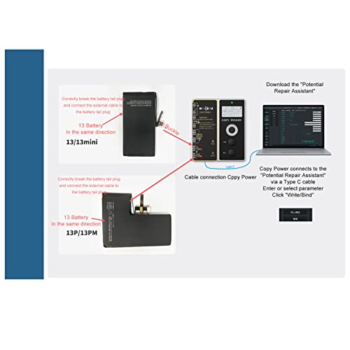 העברת ויברטור LCD, מסך LCD מתכנת צבע מקורי בדיקת סוללות סוללות רב -פונקציונליות עיצוב ארגונומי 2.8 אינץ 'לסמארטפונים