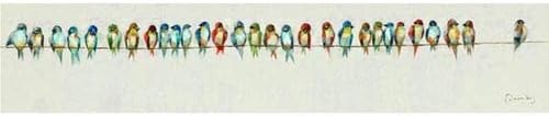 ציפורים בעיצוב הבית של יוסמיטי על חוט ד': ציור אקרילי בגודל 12 על 59 אינץ