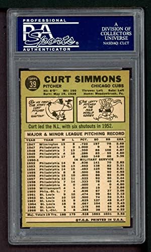 1967 Topps 39 Curt Simmons Chicago Cubs PSA PSA 8.00 Cubs