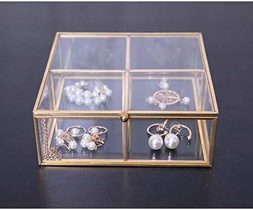 גולנדסטאר נחושת + תכשיטים מזכוכית ארגון ארגון קופסאות אחסון תכשיטים מארז איפור אביזרים קופסאות שקיות לכיס לעגיל, שרשרת, טבעת, הלבשה ראשונה