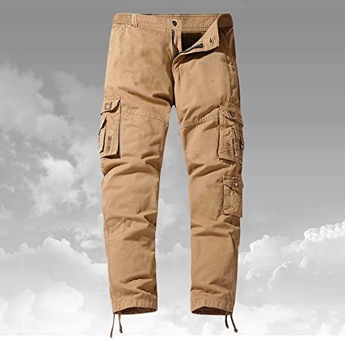גברים מכנסיים מכנסיים מזדמנים מכנסיים רב כיס ישר צבע מוצק חיצוני מכנסי מכנס כללי אופנה רופפת 13 1