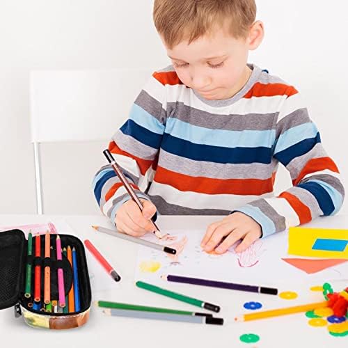 בית הספר מתעודד בעשב חום סוס עפרון עפרון עט צבעוני נערות ניידות בנות קוסמטיקה שקית קוסמטיקה מארגן 7.5x3x1.5in