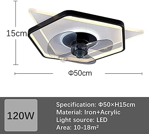 USMJQVZ LED 120 וולט מאווררי תקרה עם אורות וחדר שינה מרוחק מעטפת מתכת שחורה חצי סומק הרכבה על פרופיל נמוך למאיר