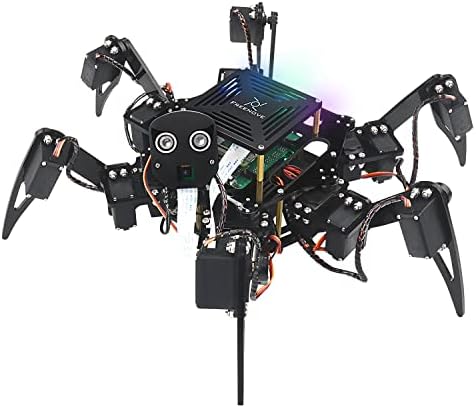 FreeNove ערכת רובוט Hexapod גדולה עבור Raspberry Pi 4 B 3 B+ B A+, הליכה, איזון עצמי, וידאו חי, זיהוי פנים, הטיה של פאן, טווח קולי, סרוו