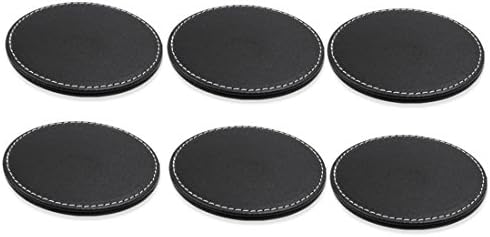 תחתיות פינמי, תחתיות משקאות עור שחור למערך הגנת השולחן של 6,3.9 אינץ '