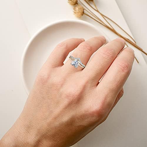 לב לבן 5-11 אישה חתונה נשים גודל תכשיטי ריינסטון טבעות טבעת גולדסילבר טבעות נייל טבעות לנשים