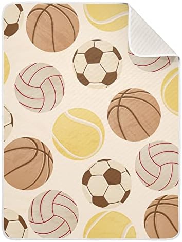 כדורי ספורט שמיכה לתינוקות רכים ומרכיבים שמיכת פעוטות לעריסה למעונות יום עם חומר עבה ורך שמיכה נעימה לטיולון מתנה דקורטיביות