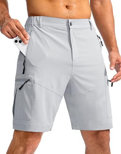 מכנסי מטען לטיולי גברים של פודולה מכנסיים קצרים 9 עבודות חיצוניות קלות למכנסיים קצרים לגברים מטיילים קמפינג גולף מזדמן עם 5 כיסי רוכסן