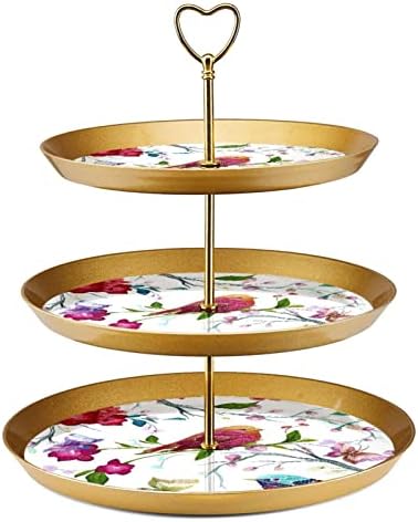 עוגת עומד סט של 3, ציפור פרפר ופרח על סניף הכן תצוגת שולחן קינוח דוכן הקאפקייקס לחתונה תינוק מקלחת חגיגה