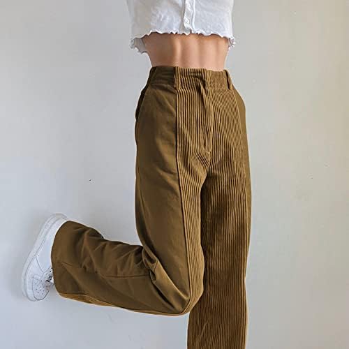 ג ' ורסה נשים מכנסי טרנינג מכנסיים לנשים אמצע עלייה מכנסיים מכנסיים צבע בלוק מכנסיים רוכסן כפתור למטה ישר עם כיסים