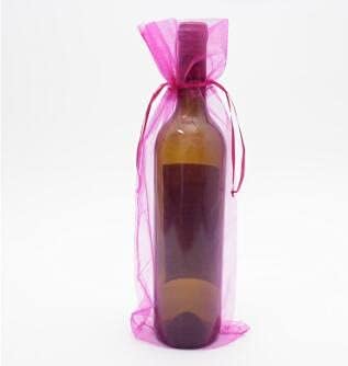שקיות יין אורגנזה שרוך זהב 50 יחידות 14 על 37 סמ שקיות מחזיק בקבוק שמפניה מתנת מסיבת חתונה
