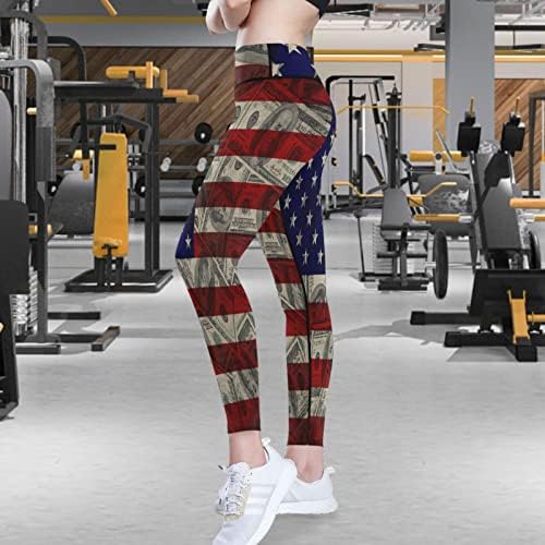 ViseSunny דגל אמריקאי דולר מכנסי יוגה לנשים בקרת בטן מותנית גבוהה בריצה אימון חותלות אתלט