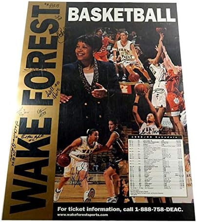 1998-99 קבוצת הכדורסל לנשים Wake Forest חתימה על פוסטר 13 אוטומטי - מכובדים של מכללות חתימה