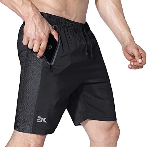 מכנסיים קצרים אתלטים של Brokig Mens Apex עם כיסי רוכסן, מכנסיים קצרים בכושר ספורט מתאים לספורט