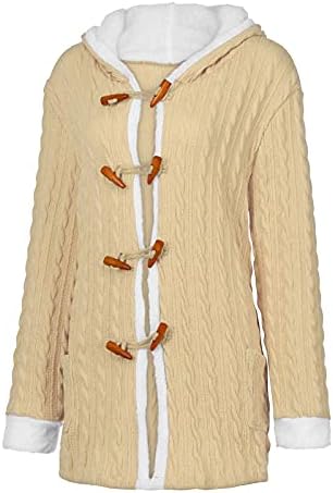 Seryu נשים שרוול ארוך כבל קפוצ'ון סרוג כפתור קרדיגנים למטה מעילי סוודר עם כיסים