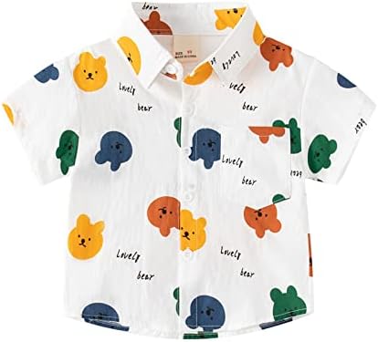 בנים תינוקות שרוול קצר משובץ הדפס משובץ עניבת פרפר צמרות מזדמנים כפתור תלבושות תלבושות פעוטות חולצת טריקו