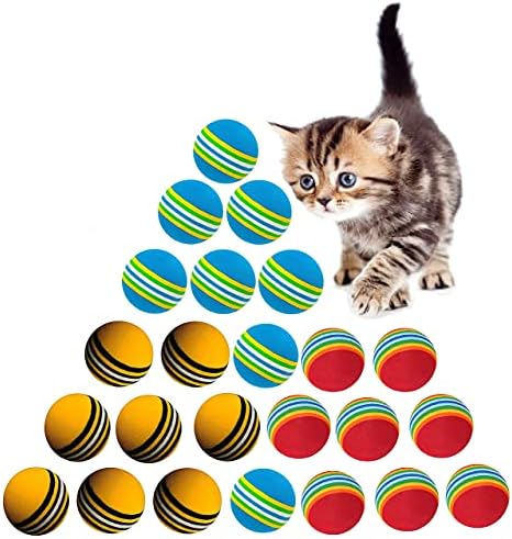 Shuyue 24 PCS צבעוני קצף רך צבעוני משחק כדורי משחק לכלב חיות מחמד וחתול אתילן ויניל אצטט