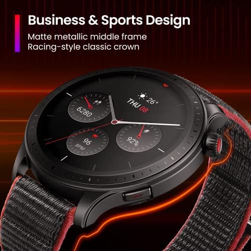 Amazfit GTR 4 Watch Smart Watch for Men Android iPhone, GPS-band כפול, Alexa מובנה, שיחות Bluetooth, 150+ מצבי ספורט, חיי סוללה של 14