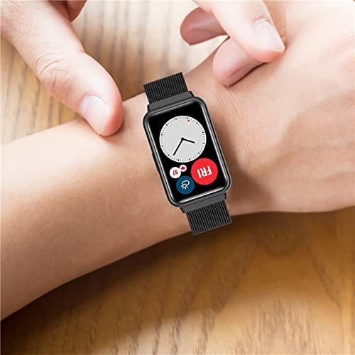 רצועת רצועות 3 צ'ום תואמת לשעון Huawei מתאים לשעון חכם, צמיד נירוסטה צמיד קישור צמיד עבור Huawei Watch Fit