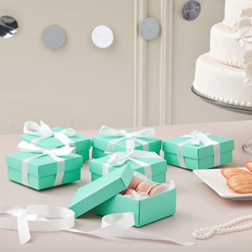 כחול פנדה 24 חבילה המפלגה לטובת קופסות, קטן טורקיז סוכריות לטפל אריזת מתנה עבור כלה מקלחת אירוסין יום הולדת חתונה