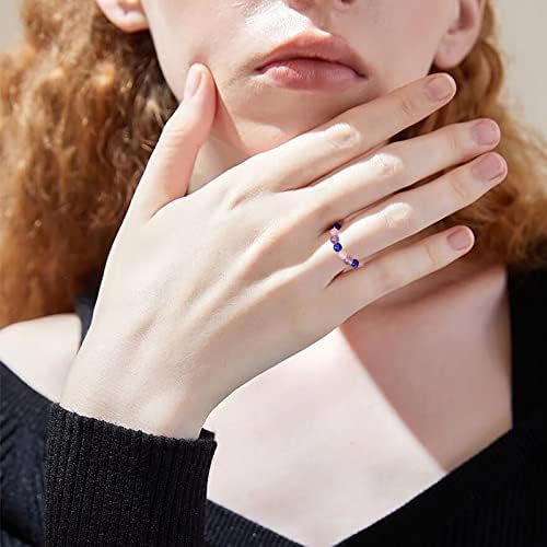 טבעות יסטו לנשים גודל טבעת אבן טבעית מתכווננת תכשיטי אופנה פשוטים עם כרטיס מזל טוב