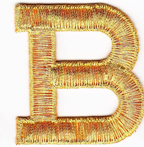 זהב מטאלי 1 3/4 מכתב B ברזל על טלאי רקום