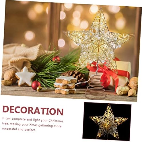נוליטוי 2 יחידות טופרים לאורות עץ עץ המסיבה קישוט LED עם זהב סנטימטר צמר צמרת עץ קישוט בית עיצוב חג המולד חג המולד
