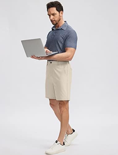 מכנסיים קצרים של גולף של Soothfeel לגברים עם 5 כיסים 7 אינץ 'מתיחה קלה משקל קלים טיולים יבש מהיר שמלת עבודה מזדמנים של מכנסיים לגברים