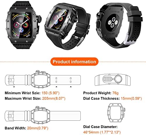 מארז מתכת עבור Apple Watch 8 7 45 ממ SE2 6 סדרה 44 ממ פס עם כיסוי כבד מחוספס מחוספס מגן מסך מגן סיליקון לרצועת IWatch 45 ממ 5 4 SE 44