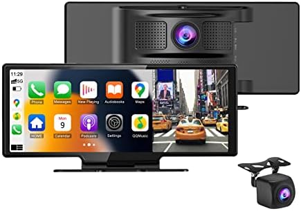 סטריאו לרכב נייד עם Apple Carplay אלחוטי+Android Auto, 10.26 מקלט רדיו רכב רכב עם רכב עם GPS/SIRI/FM, מקליט נהיגה במצלמת גיבוי אחורי