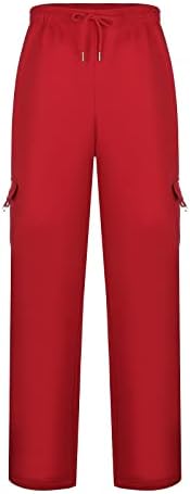 מכנסי טרנינג משקל כבד של Zhuer משקל כבד מרופדים בכיסים מכנסי מטען פתוחים בשרטוט תחתון מותניים אלסטיים רצים רחבים