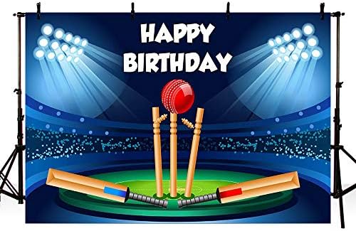 Mehofond Cricket Sport Sport יום הולדת תפאורת זרקור אצטדיון כחול שחור שחור יום הולדת שמח קישוט