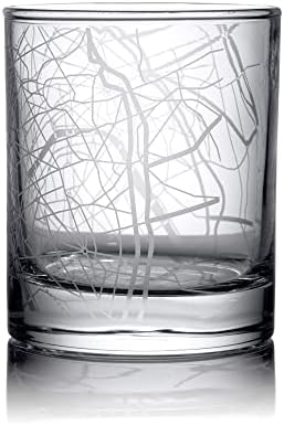 מפת פריז מפה ויסקי זכוכית, מתנה ייחודית, 10.5 גרם